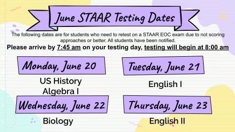 high school testing schedule 