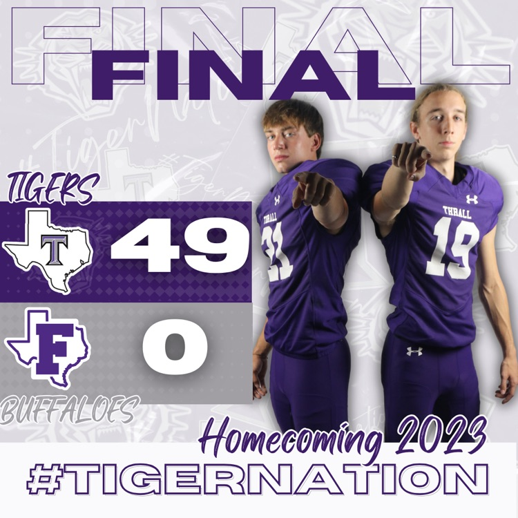 The Tigers roll over the buffaloes for a Homecoming Shutout! The Tigers move to 3-0 on the season.   #TigerNation🐯 #HOCO2023